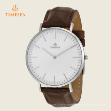 Reloj de cuarzo analógico con esfera blanca para hombre con correa de cuero 72277